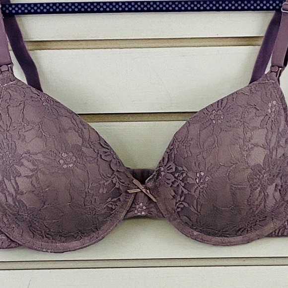 Loving Moments by Leading Lady 38C Nursing Bra Lavender‎ Lace Underwire Padded - Picture 2 of 8